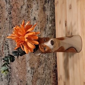 Anthropologie Stoneware Corgi Dog Vase